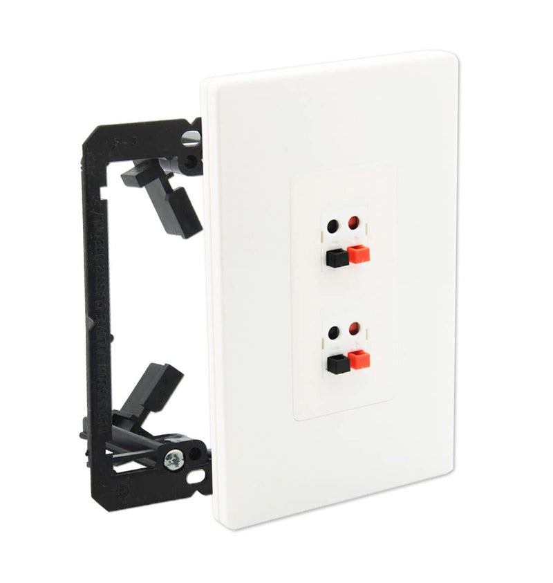 diyTech Premium 6 Speaker Wall Plate, Supports 6 Speaker Configurations, 1 Gang Screwless - White - Image 1